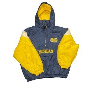 Vintage 90s Logo Athletic Michigan Puffer Jacket – Size XL